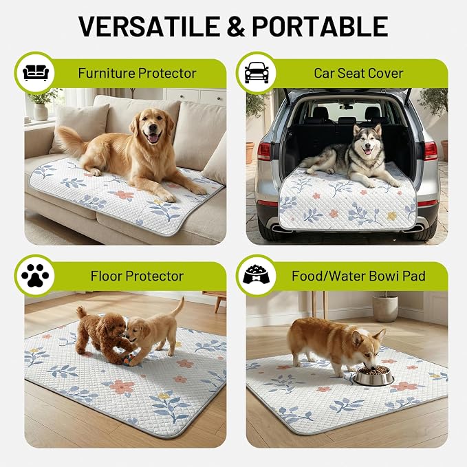 Washable Dog Pee Pads - Absorbent Reusable Puppy Training Pads, Waterproof Leak - Proof & Non - Slip for Crate Whelping Potty Training 72x72 (Pack of 1)