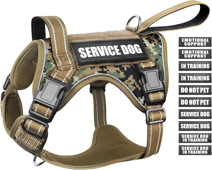 WINSEE Tactical Dog Harness, No Pull Dog Harness for Medium Large Dogs with Handle & Molle, Military Service Dog Vest Harness in Training Pet Harness for Small Dogs