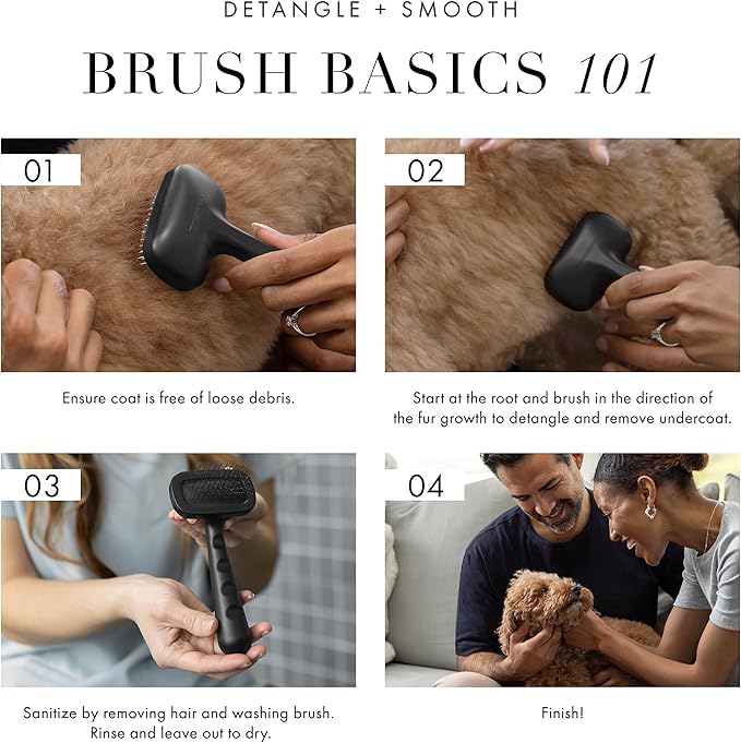 Tweezerman Dog and Cat Slicker Brush for Pets, Grooming Brush with Coated Bristles to Prevent Scratching and Ergonomic Handle