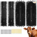 4PCS Livestock Scratching Brush Goat Scratching Tool Post Massage Grooming Brush with 8 Screws for Animals Back Scratcher Itch Brushes for Cattle, Sheep, Horses, Pigs,Cow (4, Black)