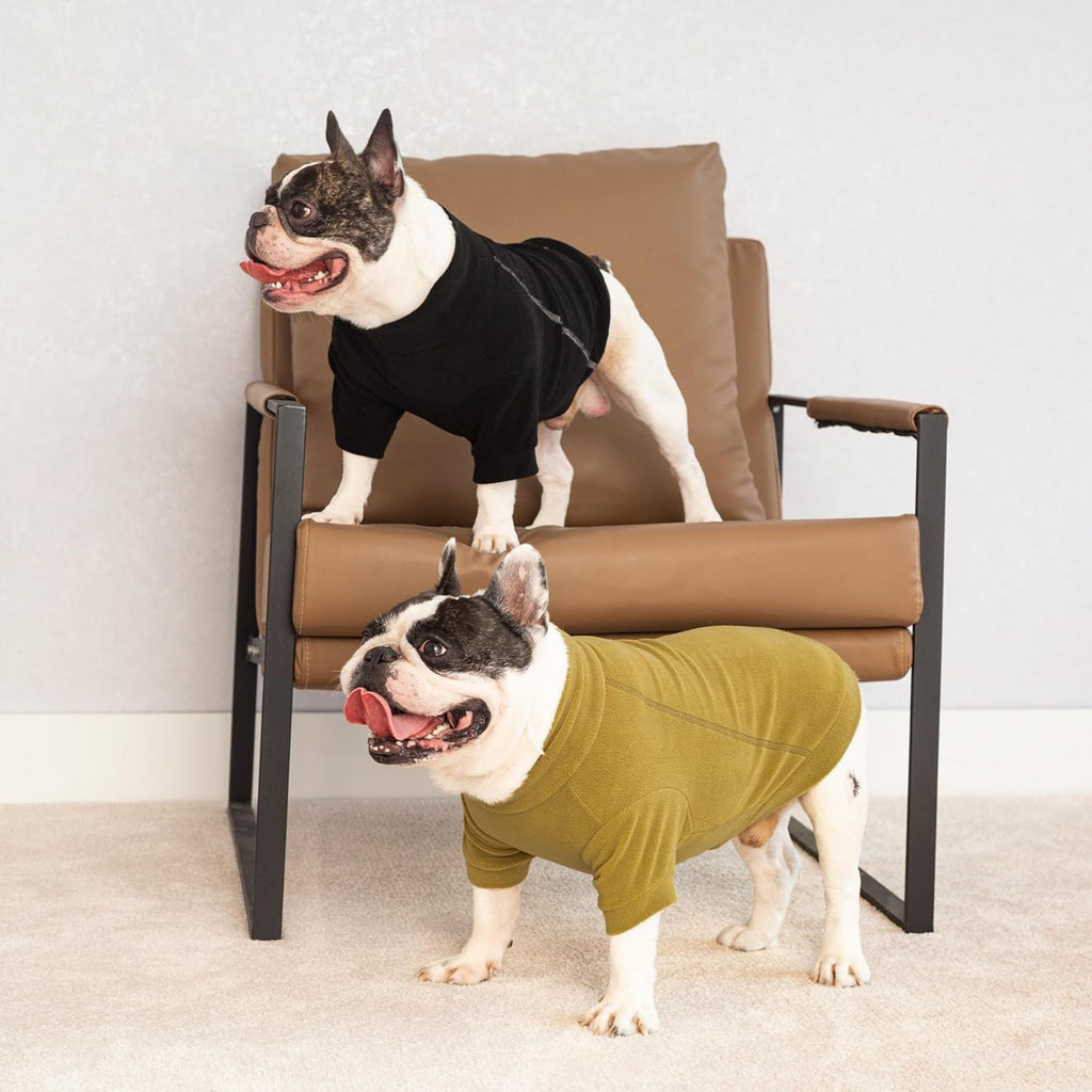 Fitwarm 3 Pack Classic Fleece Dog Sweater, Winter Clothes for Small Dogs Boy Girl, Turtleneck Dog Sweatshirt, Pet Pullover Jumper, Cat Apparel, Black, Olive Green, Cream, XL