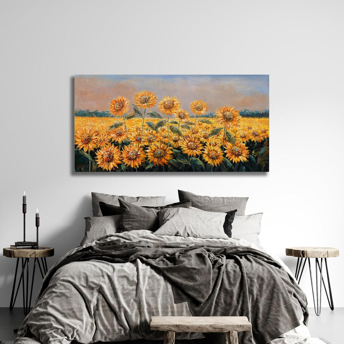 Yuaxker Large Sunflower Wall Decor Yellow Aesthetic Floral Canvas Painting Unique Flower Printed Wall Art Artwork for Living Room Bedroom Dining Room Office Home Decor 30x60inch