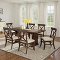 Wood Dining Chairs Set of 6, Modern Farmhouse Kitchen Dining Room Chair, Upholstered Dinner Chair with Back Wood Legs for Restaura, Cofe and Hotel Walnut