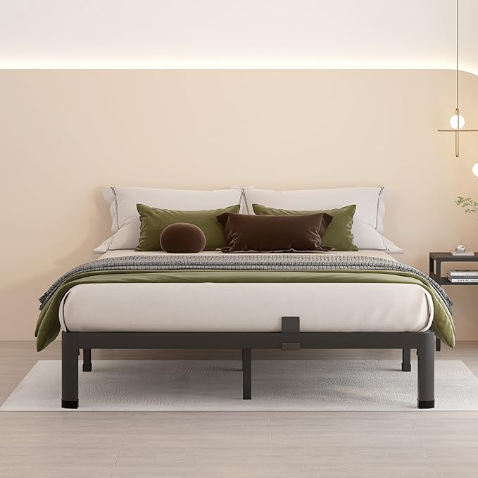 MAF 10 Inch Full Size Metal Platform Bed Frame with Round Corner Legs, 3000 LBS Heavy Duty Steel Slats Support, Noise Free, No Box Spring Needed, Easy Assembly