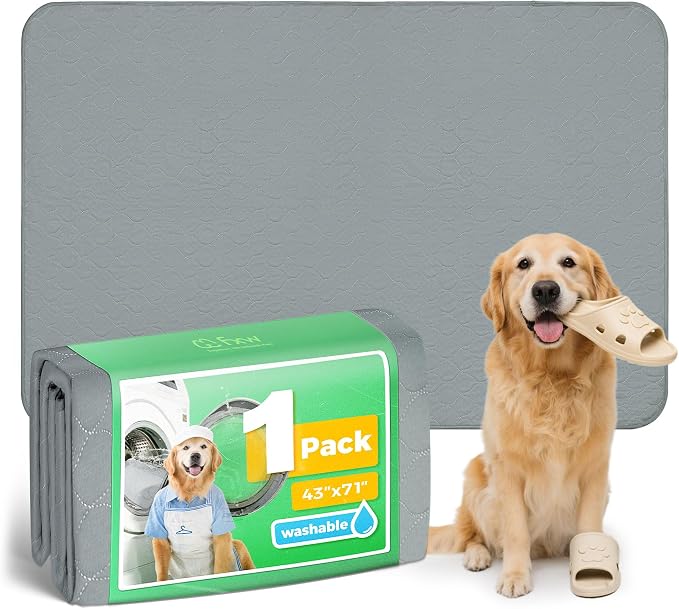 FXW Washable Pee Pads for Dogs, Puppy Pads with Super Absorbent, Specifically Designed for FXW Rollick/Homeplus 32inch 6 Panels Dog Playpen, 43" x 71" Rectangle, Gray, 1 Pack