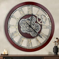 HOIBAI Farmhouse Vintage Industrial Oversized Wall Clock - 24 in (60cm) Moving Gear Wall Clock for Living Room Decor