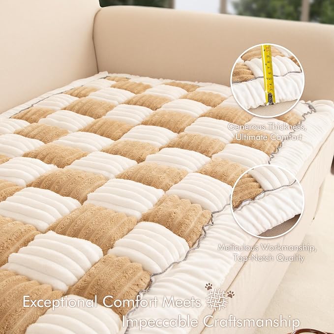 Couch Cover for Sofa, Sectional Couch Cover for Dogs, Sofa Cover Washable, Cushion Cover Blanket Pad Bed Mat for Pets, Fleece Furniture Protector, Camel, 27.6x59in
