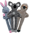 3pack No Stuffing Dog Toys for Large Dogs, Plush Teething Toys to Keep Them Busy, Squeaky Crinkle Interactive Toys, Cute Funny Dogs Animals Gifts for Small Medium Large Breed (Rabbit Koala Shuse)