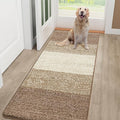 Smiry Dog Door Mat for Muddy Paws, Absorbs Moisture and Dirt, Low-Profile Entryway Mat with Non-Slip Backing, Entry Indoor Outdoor Doormat for Inside Floor (48x32 Inches, Khaki, Striped)