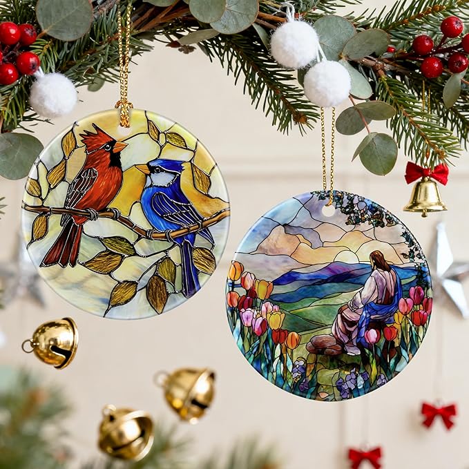 Jesus and Sunrise Ornament, Religious Christmas Ornaments, Christmas Decorations | Christian Holiday Decor, Easter Resurrection Gifts, Christian Gifts, Gift Exchange & Gift Idea, Giftbox Included
