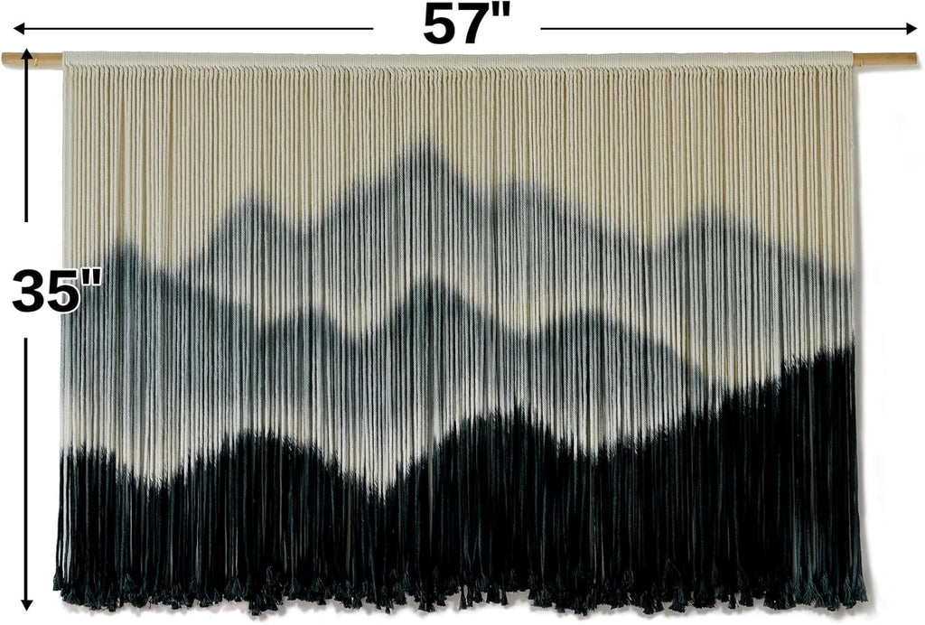IOWER Macrame Wall Hanging Mountain Dip-Dyed Macrame Wall Decor Large Modern Fiber Art Boho Wall Decor 57" Wx35 L