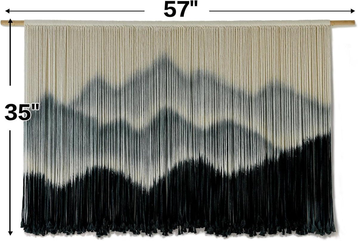 IOWER Macrame Wall Hanging Mountain Dip-Dyed Macrame Wall Decor Large Modern Fiber Art Boho Wall Decor 57" Wx35 L