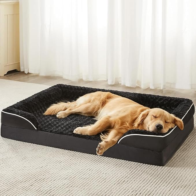 WNPETHOME Orthopedic Washable XL Dog Bed for Senior Dog Cozy Sleep | Extra Large Waterproof Big Soft Dog Couch Sofa Bed for Dogs Relax with Removable Cover Supportive Pet Bed Black 42x30 Inch