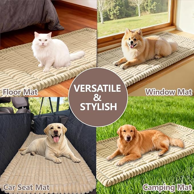Waterproof Couch Cover for Dogs Washable,Nonslip Fuzzy Durable Pet Friendly | Soft Slipcovers for 3 Cushion Sofa Cover,Plush Thick Protector Fits Mat Bed Leather & Fabric Couches (Beige 27.6"x59.06")