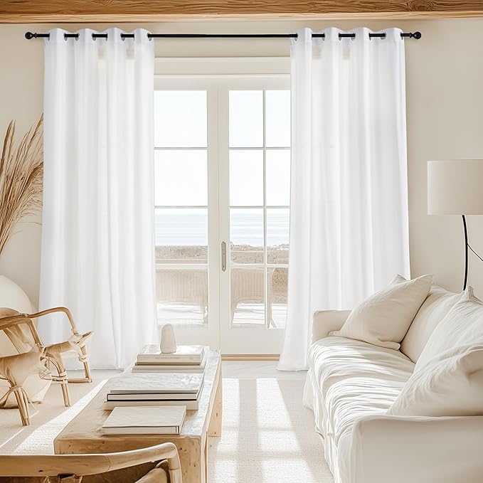 NICETOWN Non-See-Through White Privacy Sheer Curtains 72 inches Long 2 Panels, 52" Wide Grommet Window Curtains Drapes for Living Room Bedroom- Home Decoration Light Filtering Elegant Window Drapes