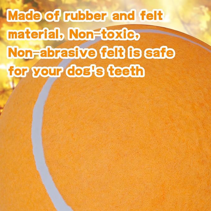 Big Tennis Ball for Dogs, Giant Dog Tennis Ball Toy Large Outdoor Sports Gift for Small Medium Large Dog (Orange, 9.5 inch)