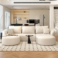 111" Modular Sectional Couches Luxury Modern Curved Back U-Shape Sofa Set with Ottoman,Minimalist Comfy Boneless Cloud Couch for Living Room Apartment,(Right Facing Chaise,White)