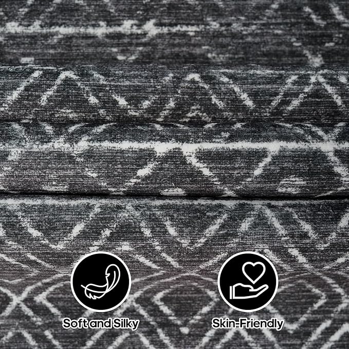 Moroccan 2'6"x12' Hallway Runner Rug: Washable Non Slip Bedroom Rugs - Soft Long Low Pile Farmhouse Neutral Carpet for Entryway Kitchen Laundry 2'6"x12' Black