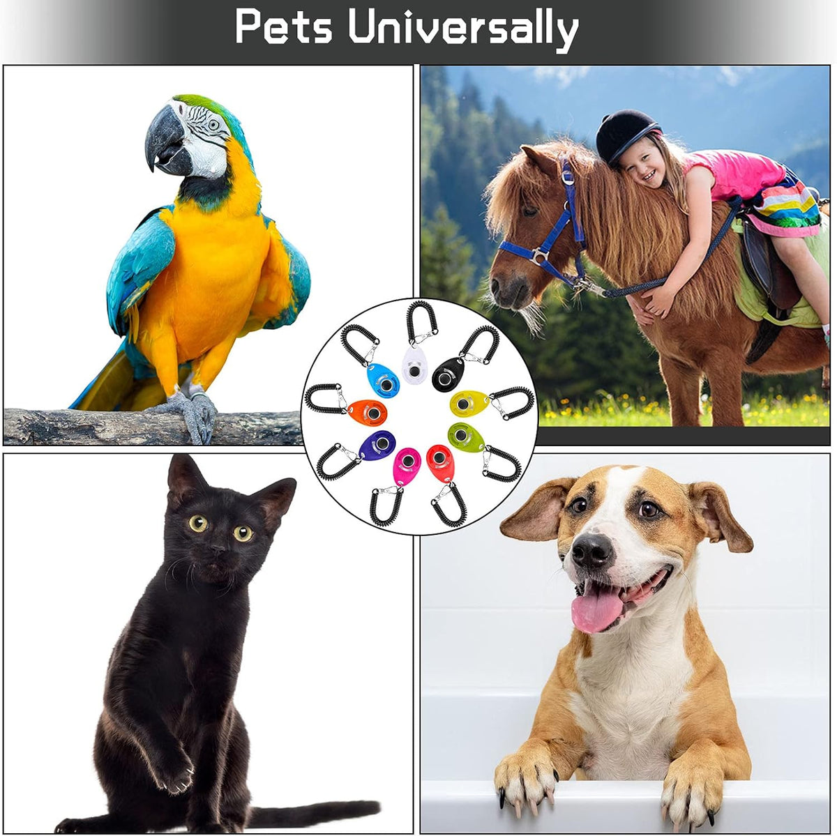 Frienda 9 Pieces Dog Training Clicker with Wrist Strap Pet Behavioral Training Clicker for Dogs Cats Birds Horses(Water Drop Style,Multicolor)
