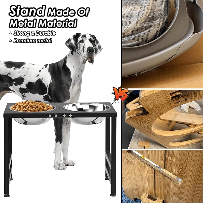 Metal Elevated Dog Bowls for Large Extral Large Breed Raised Dog Bowl Stand with Sprill Proof Mat and 3000ML Pet Bowls, 17" Tall Food & Water Feeder for Extra Large Breed