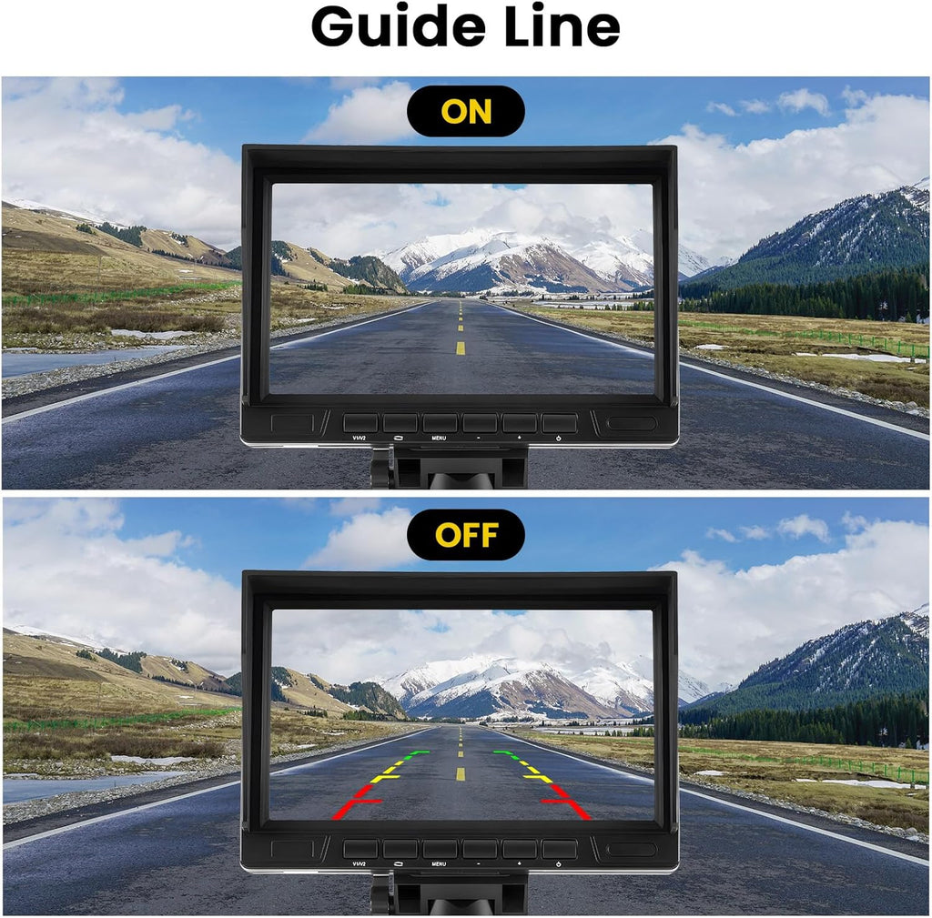 Hikity Dual Backup Camera Monitor Kit, 7'' 1080P RV Reverse Camera System for Trucks, SUV, Bus, Pickup, Plug & Play, Night Vision, Wide Angle, IP69 Waterproof Rear View Camera, (49.2ft Video Cable)