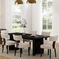 Upholstered Dining Chairs Set of 6 Modern Wooden Kitchen Chairs Fabric Side Dining Room Chair Farmhouse Dinner Chair, Beige
