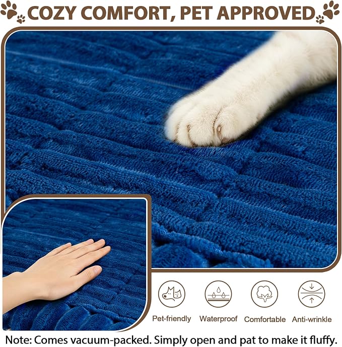 FUANGUI Waterproof Couch Cover Sofa Cover for Dogs and Pets Sofa Protector | Non-Slip Washable Fuzzy Soft Cat Bed Sofa Slipcover for 2-3 Cushion Couch Sofa Pet Friendly, Navy Blue, 27.6" x 59.1", 1 pcs