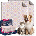 Washable Dog Pee Pads - Absorbent Reusable Puppy Training Pads, Waterproof Leak - Proof & Non - Slip for Crate Whelping Potty Training 48x48 (Pack of 2)