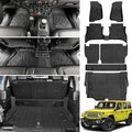 Cargo Mats for 2021-2024 2025 Jeep Wrangler JL 4XE Only,Floor Liners with Trunk Mat Backrest Mat All Weather TPE Protector Rear Floor Trunk Liners for 21-25 Wrangler JL 4XE 4 Door Accessories