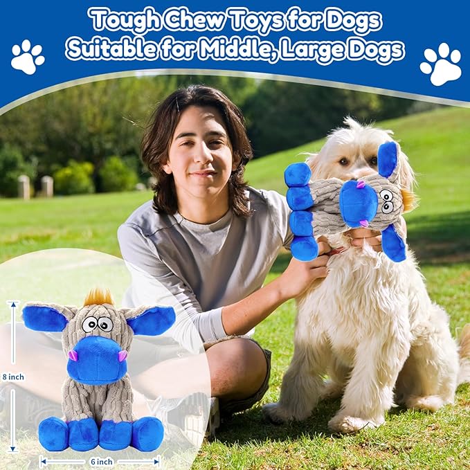 Squeaky Dog Toys, Plush Chew Toys for Dogs, Crinkle Interactive Squeaky Stuffed Dog Toy for Small Medium Large Breeds, Dog Toy to Keep Them Busy, Pet Toys for Dogs