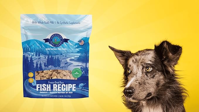 Shepherd Boy Farms Freeze Dried Raw Dog Food, Fish Medley Recipe, All Natural, No Synthetics, Made in USA with Goat's Milk & Organic Produce, High Protein, Complete Meal (48oz)