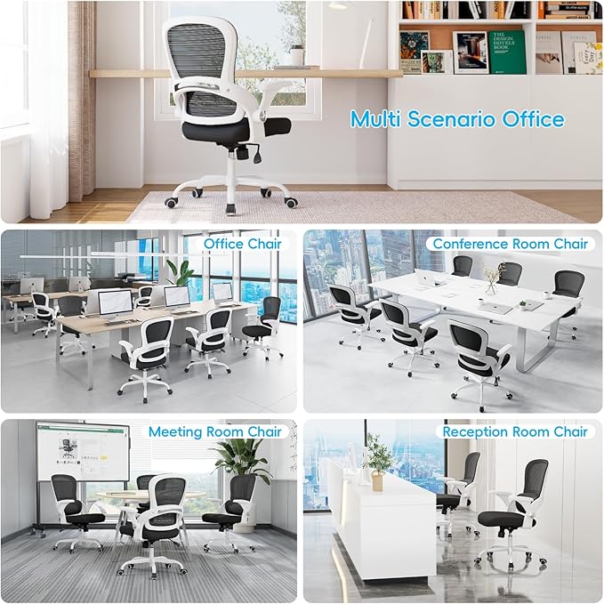 TRALT Beige Gaming Chair - Ergonomic Office Chair with Back Support, Home Office Desk Chairs, Computer Chair, 330lbs Wide Seat Big and Tall Office Chair for Professionals (White Black)