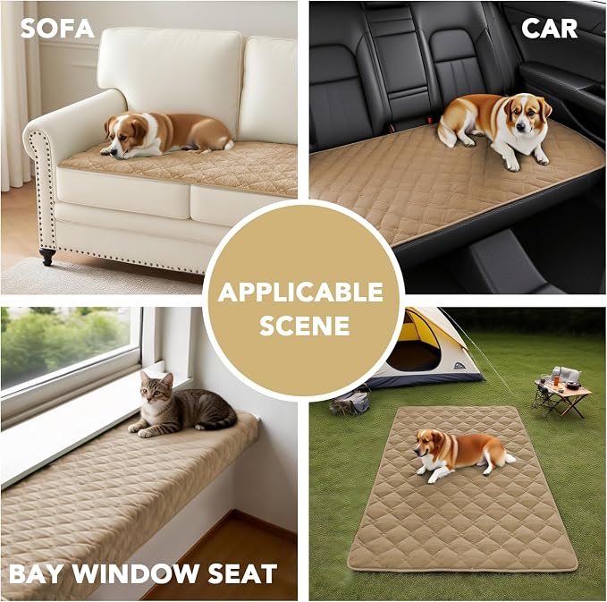 H.VERSAILTEX Chenille Couch Cover for Dogs Washable Soft Fuzzy Extra Large Sofa Slipcovers Sectional Sofa Cover Thick Pet Couch Cover Protector Non-Slip Dog Bed Cover(Khaki, 28" x 134")