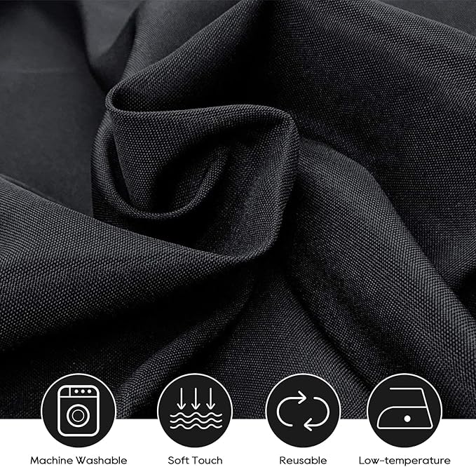 Surmente 10 Pack Black Tablecloth 90 x 156-inch Rectangular Polyester Table Cloth for Weddings, Banquets, or Restaurants