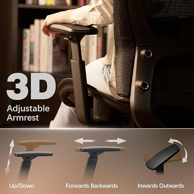 ELABEST T96E Ergonomic Mesh Office Chair with Adjustable Headrest & Footrest,Sturdy Computer Desk Chair - Adjustable Lumbar Support & Armrests,Comfort Wide Seat,Swivel Home Office Chair