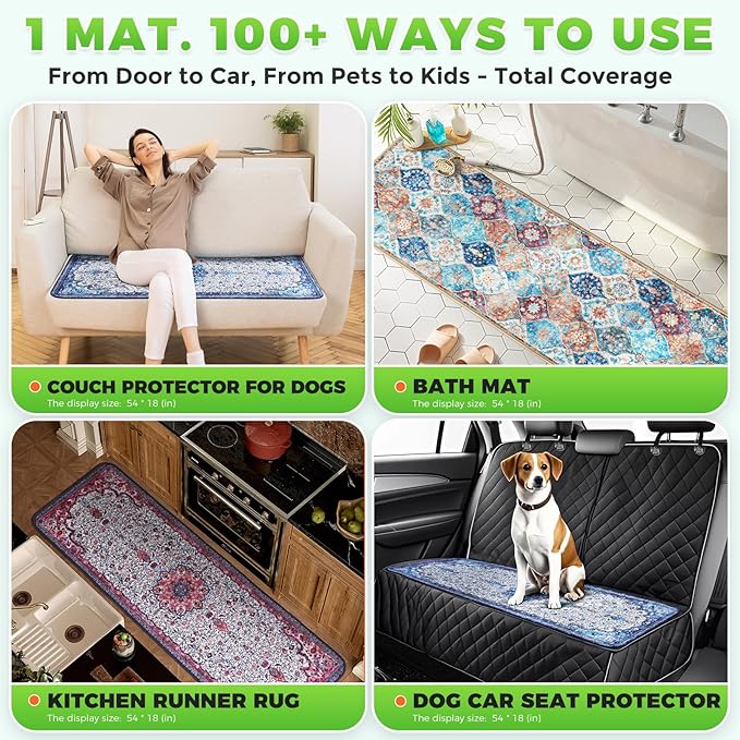 Hompet Reusable Pee Pads for Dogs, Non-Slip Washable Potty Pads for Floor 24.8x54 Inch Blue 2Pack