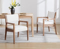 EALSON Upholstered Dining Chairs Set of 2 Mid Century Dining Room Arm Chairs with Hardwood Frame Modern Farmhouse Kitchen Side Chairs for Living Room, Beige Linen
