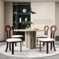 Wooden Dining Chairs Set of 4 Upholstered Kitchen & Dining Room Sherpa Chairs, Mid Century Modern Dining Chairs White with Walnut Legs