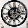 The B-Style 36" Large Moving Gear Wall Clock Oversized Vintage Farmhouse Wall Clocks for Living Room Decor Rustic Industrial Wood Clock (Black and Bronze)