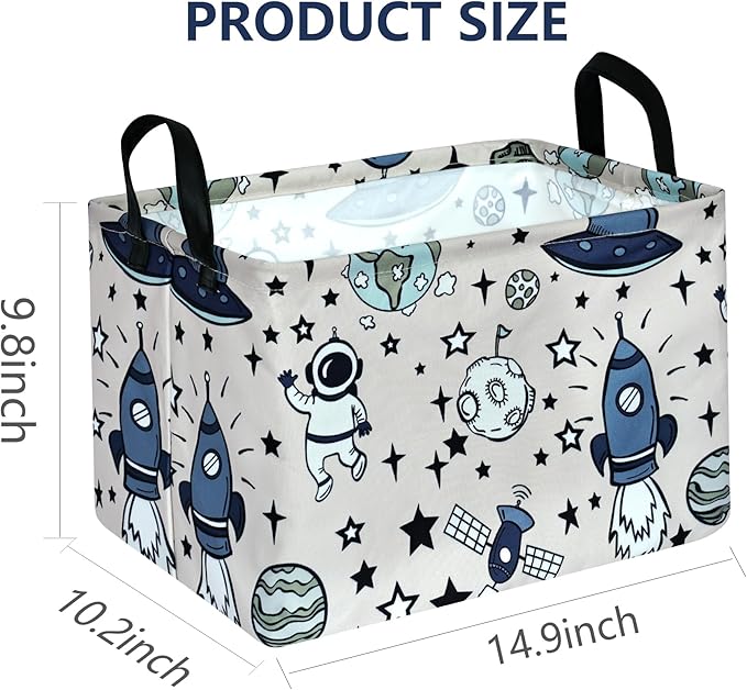 Rec Spaceman Print Box Hamper Storage Basket Collapsible Organizer Bin Gift Shelf Baskets for Home and Kitchen Storage