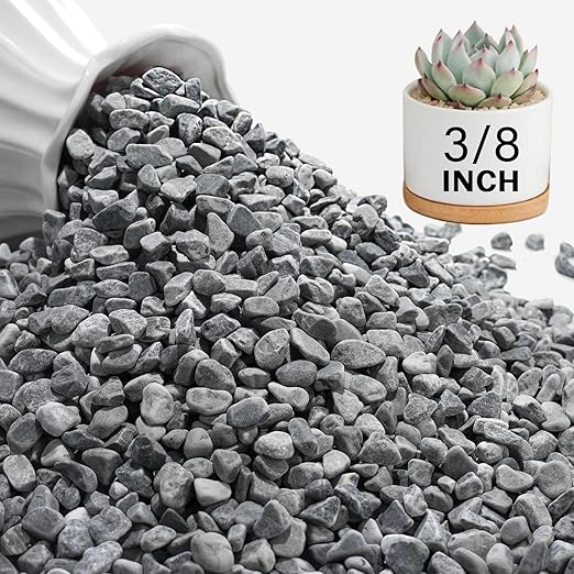 NUPICK 3 lbs Pebbles for Indoor Plants, 3/8 Inch Pea Gravel for Fish Tank, Decorative Rocks for Succulent, Natural River Stones for Vases, Cactus, Landscaping, Bird Bath, Aquarium, Grey