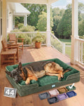 OhGeni Orthopedic Dog Bed Couch Big Cat Sofa for Extra Large Sized Pets with Memory Foam, Machine-Washable Waterproof Removable Cover, Soft Comfortable Fabric, 44-inch (Green)
