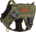 OneTigris Tactical Dog Harness Vest No-Pull Service Dog Vest for Large Dogs | 1000D Pullable Nylon, with Control Handle and Hook & Loop Panels, Easy On & Off, Adjustable for Walking Training Green XL
