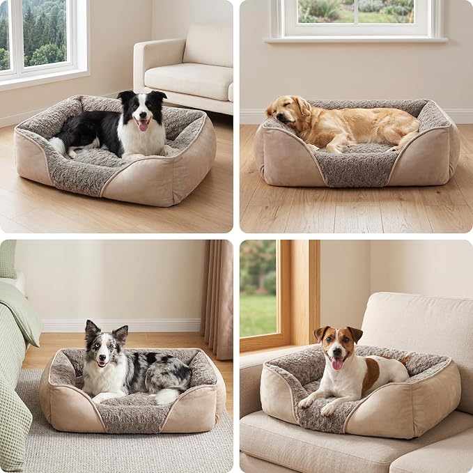 X-Large Dog Bed for Large Medium Small Dogs Rectangle Washable Dog Bed, Orthopedic Dog Bed, Soft Calming Sleeping Puppy Bed Durable Pet Cuddler with Anti-Slip Bottom XL(35"x25"x10")