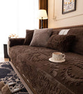Fuzzy Rabbit Plush Sofa Cover Cozy Warm Sofa Couch Covers with 3D Jacquard Leaf Pattern Non-Slip Easy-to-Install Shaggy Sofa Slipcover Prefect for Kids Dogs Cats Cats(Caramel,36"x28")