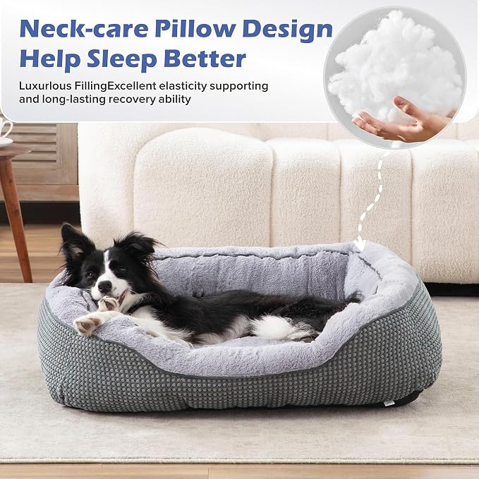 Small Dog Bed for Small Dogs, Cat Beds for Indoor Cats Washable, Orthopedic Dog Bed, Warming Soft Calming Sleeping Puppy Bed Durable Pet Bed with Anti-Slip Bottom S(20"x19"x6")