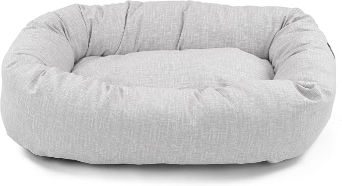 Majestic Pet Bagel Calming Dog Bed, 40 Inch Large, Round, Washable, Gray | Cozy Soft Fluffy Donut Pet Bed with Spine Support for Head Rest – Anti-Anxiety Comfort for Puppies & Dogs, 40x29x9 Inches
