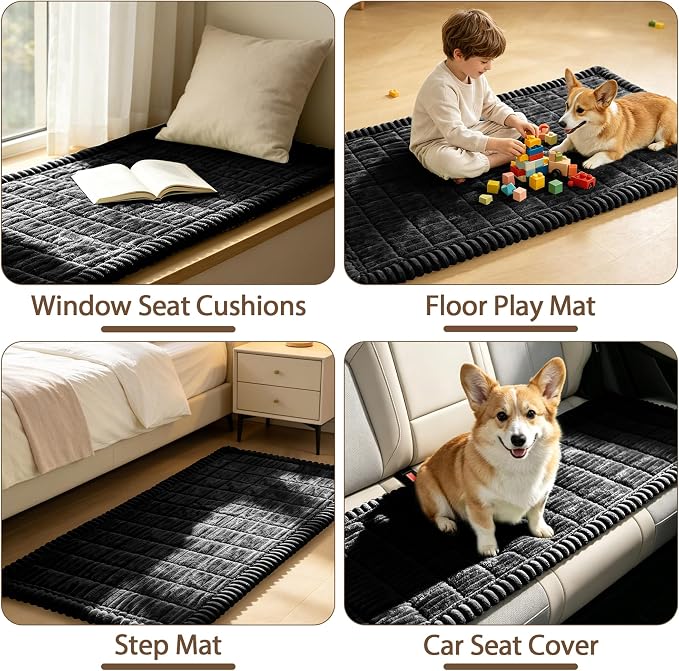 FUANGUI Waterproof Couch Cover Sofa Cover for Dogs and Pets Sofa Protector | Non-Slip Washable Fuzzy Soft Cat Bed Sofa Slipcover for 2-3 Cushion Couch Sofa Pet Friendly, Black, 27.6" x 82.7", 1 pcs