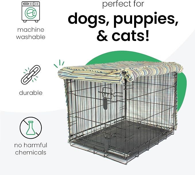 Molly Mutt I Don't Like Mondays Dog Crate Cover, 100% Cotton Canvas Cover with 2 Roll-Up Panels, Ideal for Dog or Cat Crate, Durable, Washable, and Free of Harmful Chemicals, 42" x 28" x 31"