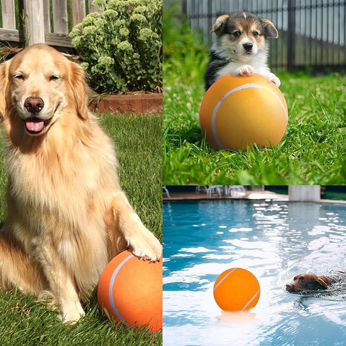 Big Tennis Ball for Dogs, Giant Dog Tennis Ball Toy Large Outdoor Sports Gift for Small Medium Large Dog (Orange, 9.5 inch)